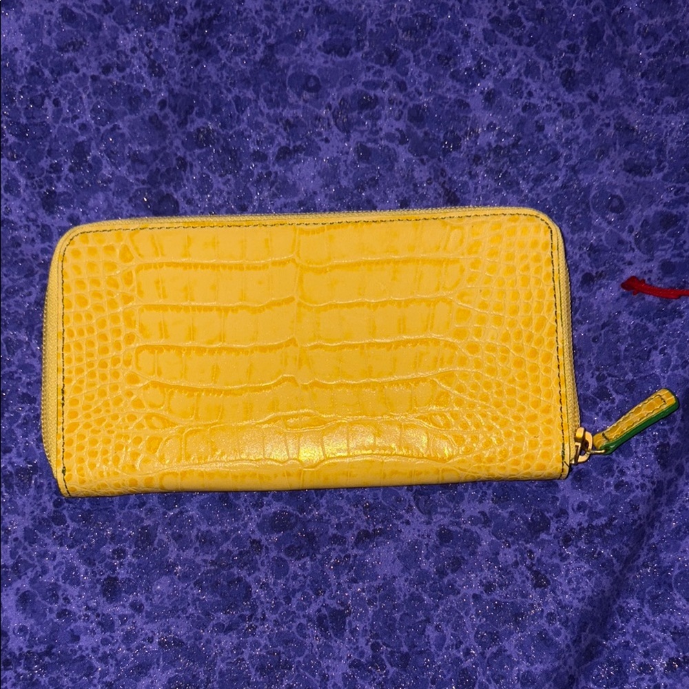 LOFT Yellow Crocodile Embossed leather Wallet